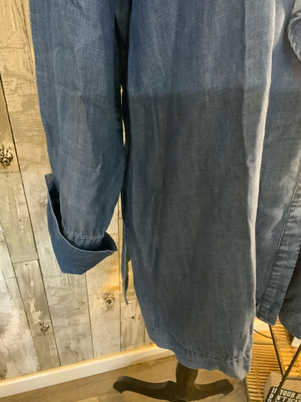 Chico's Blue Ruffle-Front Button Down Shirt - Picture 3 of 6